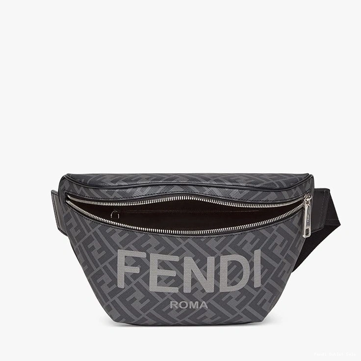 Cheap Bag Fendi Fabric Logo Black Belt ROMA FF In Motif 0709